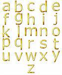 3d golden alphabet isolated in white