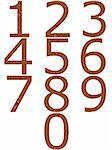 Wooden numbers isolated in white