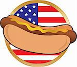 A hot dog with mustard with an American flag