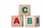 The alphabet. Letters drawn on wooden cubes. A children's toy