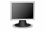 The high resolution of image LCD of the monitor isolated white  background (4:3) with the button and a bulb - "is included")