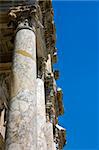 A close up of ruined colulumns at Ephesus, Turkey