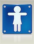 Stylish 3D illustration of female symbol on a restroom sign. Easy-edit file. More like this in my portfolio.