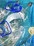 plastic empty bottles in the bag for recycling