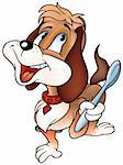 Dog with Spoon- colored cartoon illustration as vector