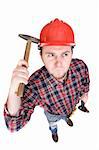 worker with tools over white background