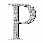 3d stone Greek letter Rho isolated in white