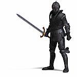 The Dark Knight with sword. With clipping path over white