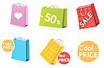 Vector pack of shopping bag set.