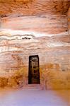Petra - Nabataeans capital city (Al Khazneh) , Jordan. Treasury tomb room detail. Roman Empire period.