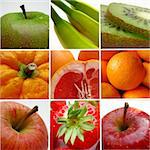 Healthy and delicious fruits, sorted by color