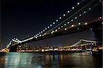 Brooklyn and Manhattan bridge at night skyline