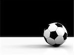 Football on a black and white background 3d image