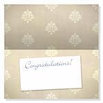 Trendy card with damask pattern and label with copyspace to use as an announcement or greeting card