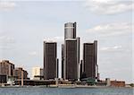 Three corporate towers on Detroit's waterfront