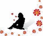 Sitting lovely girl vector silhouette valentine's day