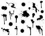 Set of blots and stains. Stains and blots are made by ink on a paper, photographed, processed in Photoshop, exported in Illustrator.