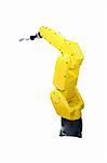 Yellow robotic arm for industry isolated with clipping path
