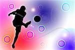 Soccer abstract illustration over colored background with circles and swirls