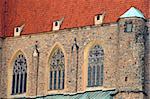 Windows of Old basilica in Strzegom, Poland