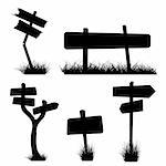Set of various signposts silhouettes