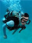 Man Scuba Diving in Great Barrier Reef