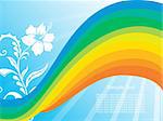 abstract flower with rainbow background