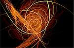 Abstract background with waves of orange and yellow light and black background