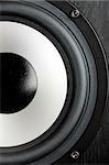 Modern powerful loudspeaker is  close up photographed