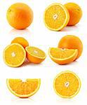 collection citrus orange fruit isolated on white background