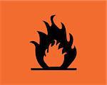 Orange inflammable symbol.Fire