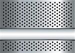 Silver metal background with perforated holes and copy space