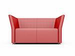 isolated red sofa over white background