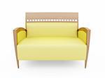 isolated yellow sofa over white background