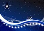 blue christmas background with waves and stars