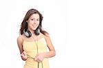 Young beautiful woman Listening to Music