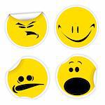 Set of yellow labels with various smiles