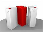 3D cartoon of 3 tetra paks in white and red