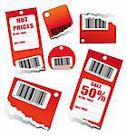 Red Sales Tag with Space for text and barcode