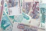 Background image of different russian bank notes