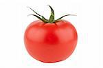 closeup of single tomato, isolated on white background
