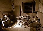 Kitchen in deserted mining residence, Bodie Ghost Town, California