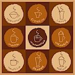 Vector illustration of different coffee drinks