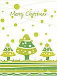 green christmas cartoon tree and snowflake