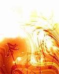 Abstract flowing fire background with music notes in it