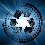 recycle symbol on a dark blue background