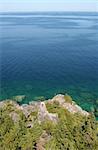 The view from a top the cliffs at Georgian Bay in  Bruce Peninsula National Park in Ontario, Canada.