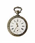 Old Pocket watch from the 1900s on a white background