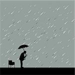 saxophonist under rain and umbrella vector illustration