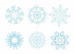 Vector illustration of icon set of 6 different snowflakes. Set-1